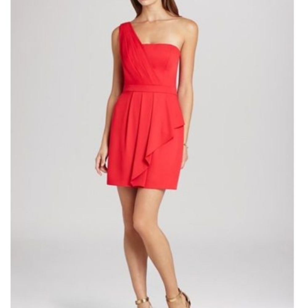 BCBGMAXAZRIA red mini one shoulder party Summer Wedding Guest Sexy dress